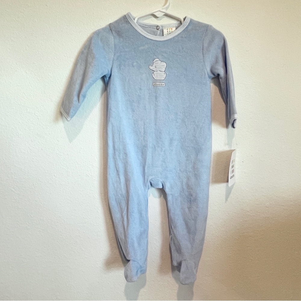 new nwt blue velour footie absorba elephant